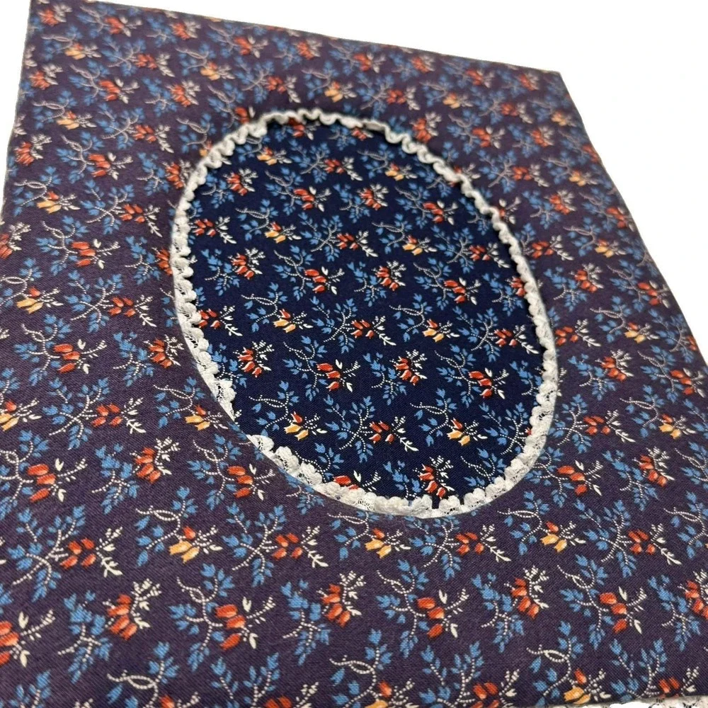 Vintage Style Floral Fabric Picture Frame 8x10 Oval Lace Cottagecore Calico